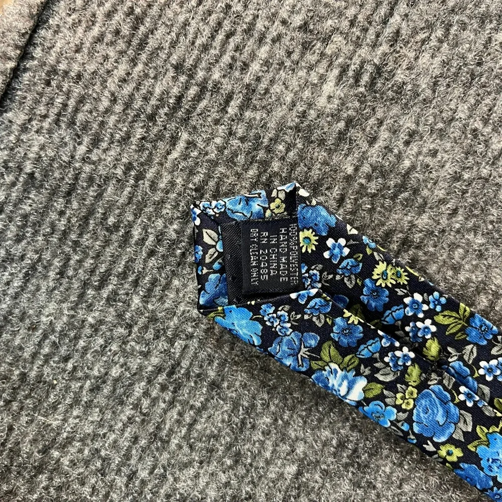 Pierre Cardin Mens Floral Necktie Blue Green Navy Hand Made Polyester Tie